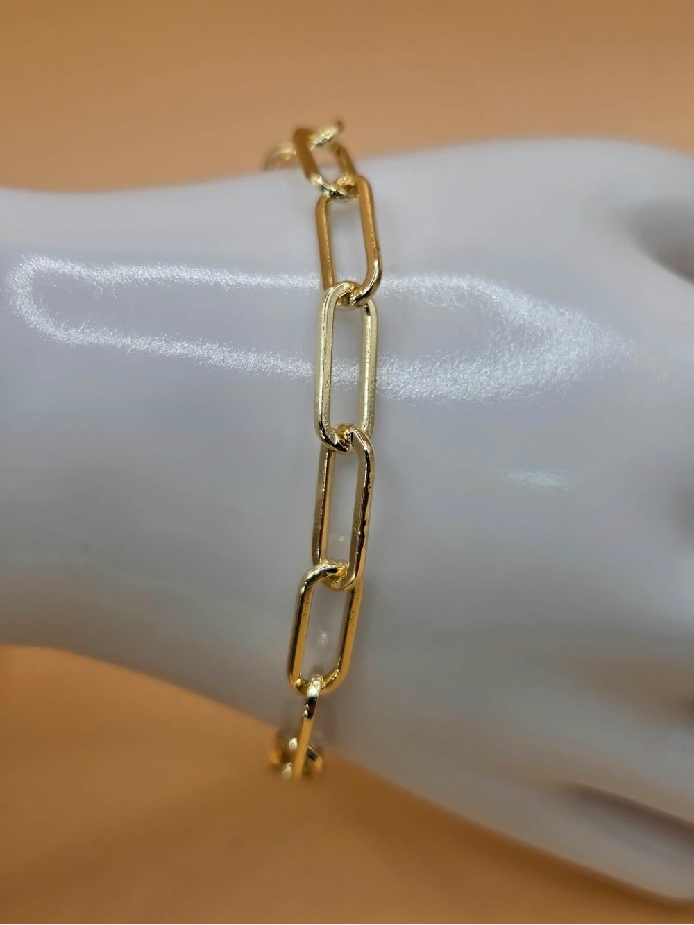 Gold Plated Paperclip Link Bracelet - Women Jewelry